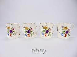 Vintage Royal Worcester Coffee Set for 4 Roanoke Pattern 11 Piece Bone China