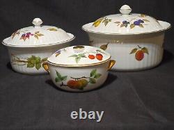 Vintage Royal Worcester EVESHAM GOLD Covered Casserole Baking Serving Set Of 3