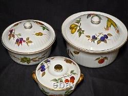 Vintage Royal Worcester EVESHAM GOLD Covered Casserole Baking Serving Set Of 3