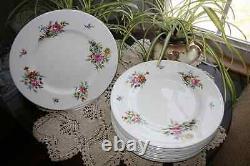 Vintage Royal Worcester Floral Dinner Plate Fine Bone China Set of 12 England