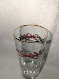 Vintage Royal Worcester Holly Ribbons, Highball Glasses, Set Of 4 In Box
