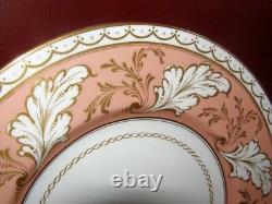 Vintage Royal Worcester Set of 9 Dinner Plates Peach & Gold Colour Border