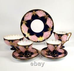 Vintage Royal Worcester Tea Coffee Set Cup Saucer Plate Milk Jug Bowl Pink