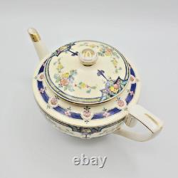 Vintage Royal Worcester Tea Set Orlando Cobalt Bands, Cream Rim & Gold Trim