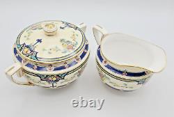 Vintage Royal Worcester Tea Set Orlando Cobalt Bands, Cream Rim & Gold Trim