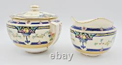 Vintage Royal Worcester Tea Set Orlando Cobalt Bands, Cream Rim & Gold Trim