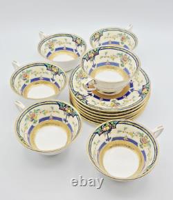 Vintage Royal Worcester Tea Set Orlando Cobalt Bands, Cream Rim & Gold Trim