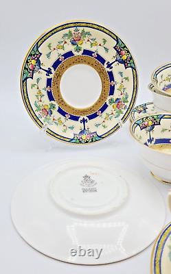 Vintage Royal Worcester Tea Set Orlando Cobalt Bands, Cream Rim & Gold Trim