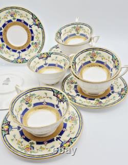 Vintage Royal Worcester Tea Set Orlando Cobalt Bands, Cream Rim & Gold Trim