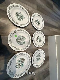 Vintage Royal Worcester Williamson Enameled Porcelain Botanical Plates Set 12