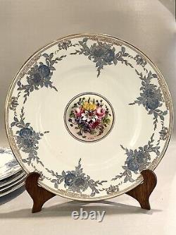Vintage Set 6 Royal Worcester Hand Painted Gilt Porcelain Dinner Plates W. Hale