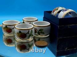 Vintage Set of Six Porcelain Napkin Rings Royal Worcester Boxed