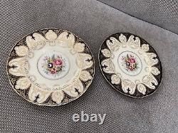 Vtg 1941 Royal Worcester Porcelain Bone China 12 Plates Cobalt Gold Floral Dec