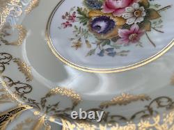 Vtg 1941 Royal Worcester Porcelain Bone China 12 Plates Cobalt Gold Floral Dec