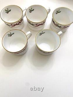 Vtg 1987 Royal Worcester Holly Ribbons Cups Set Of 5