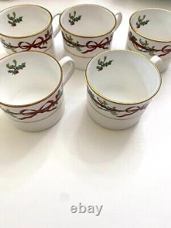 Vtg 1987 Royal Worcester Holly Ribbons Cups Set Of 5