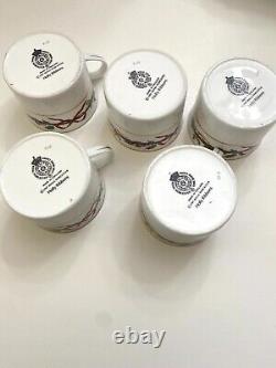 Vtg 1987 Royal Worcester Holly Ribbons Cups Set Of 5