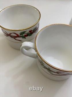 Vtg 1987 Royal Worcester Holly Ribbons Cups Set Of 5