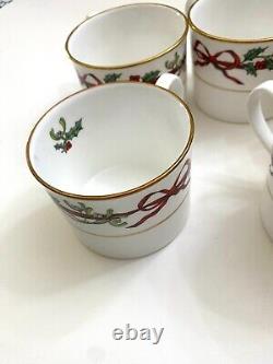 Vtg 1987 Royal Worcester Holly Ribbons Cups Set Of 5