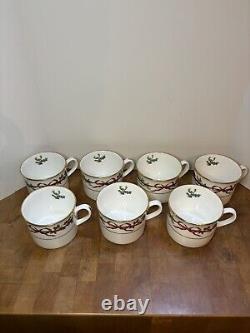 Vtg 1987 Royal Worcester Holly Ribbons Cups Set Of 7 Excellent