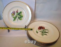 Vtg SET 6 PLATES Hand Ptd ROYAL WORCESTER ENGLAND Botanical FLOWER Williamson